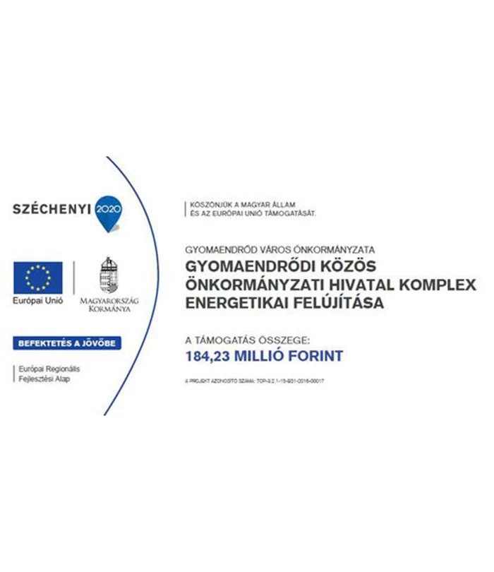 TOP-3.2.1-15-BS1-2016-00017 Gyomaendrődi Közös Önkormányzati Hivatal komplex energetikai felújítása 